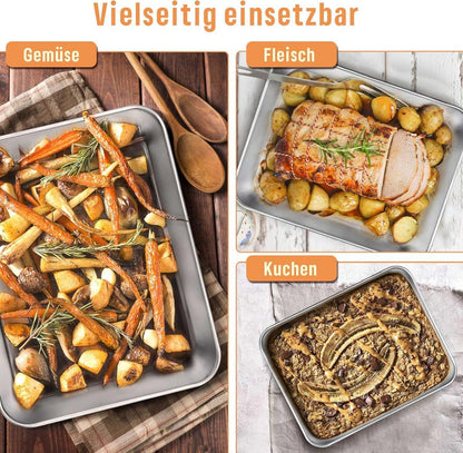 Rechteckiges Backblech Edelstahl für Lasagne Brownie 31.5x25x5cm