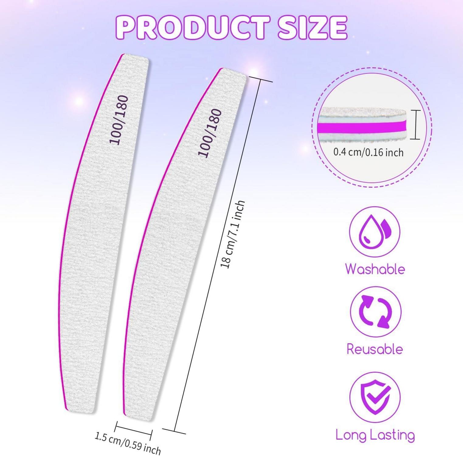 Professionelle Nagelfeile Set 12 Stück 100/180 Grit für Gelnägel