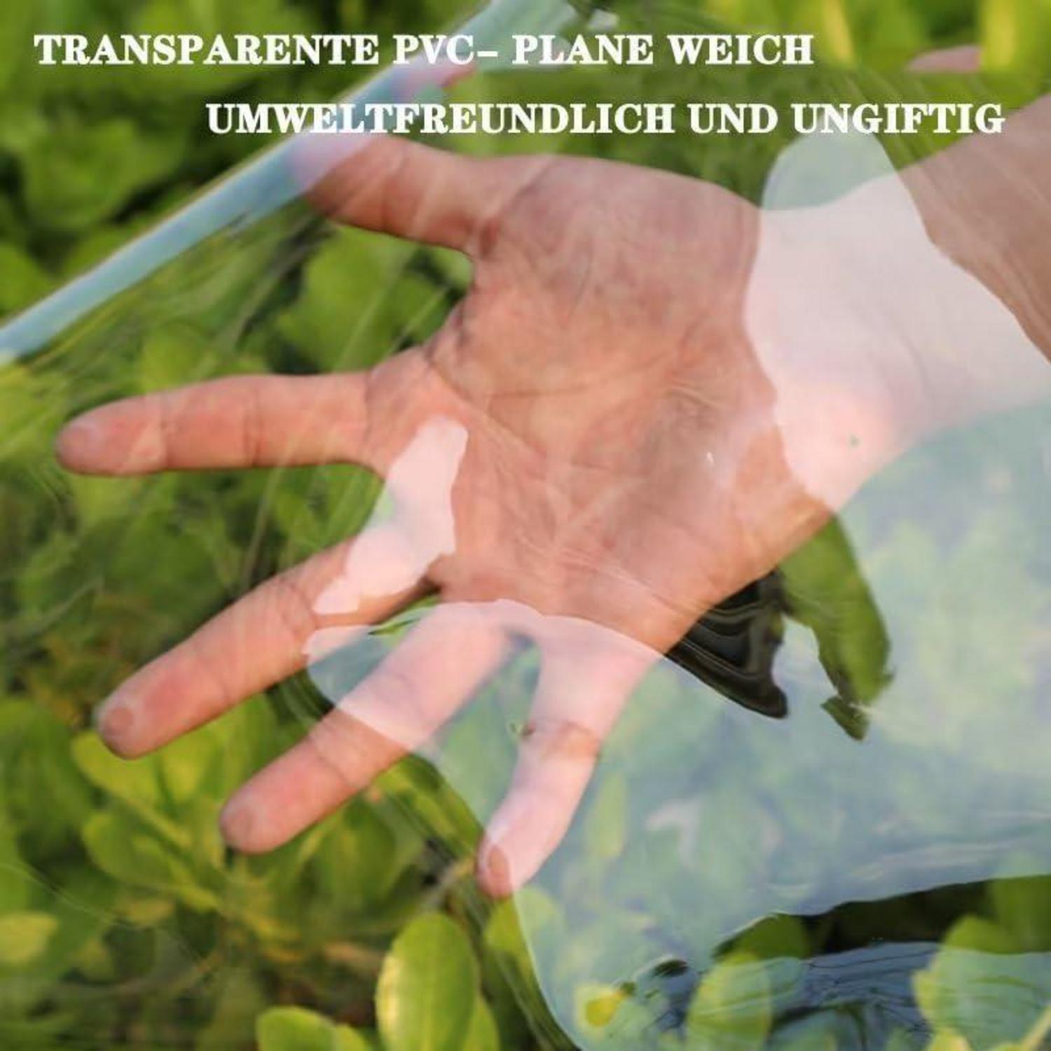 Wasserdichte Transparente PVC Plane, 4x4m, öSen für Garten, Pavillon, Abdeckplane, Pflanzen, Grill, Gewächshaus, Pet Hutch Dach, 0.4mm, Glas