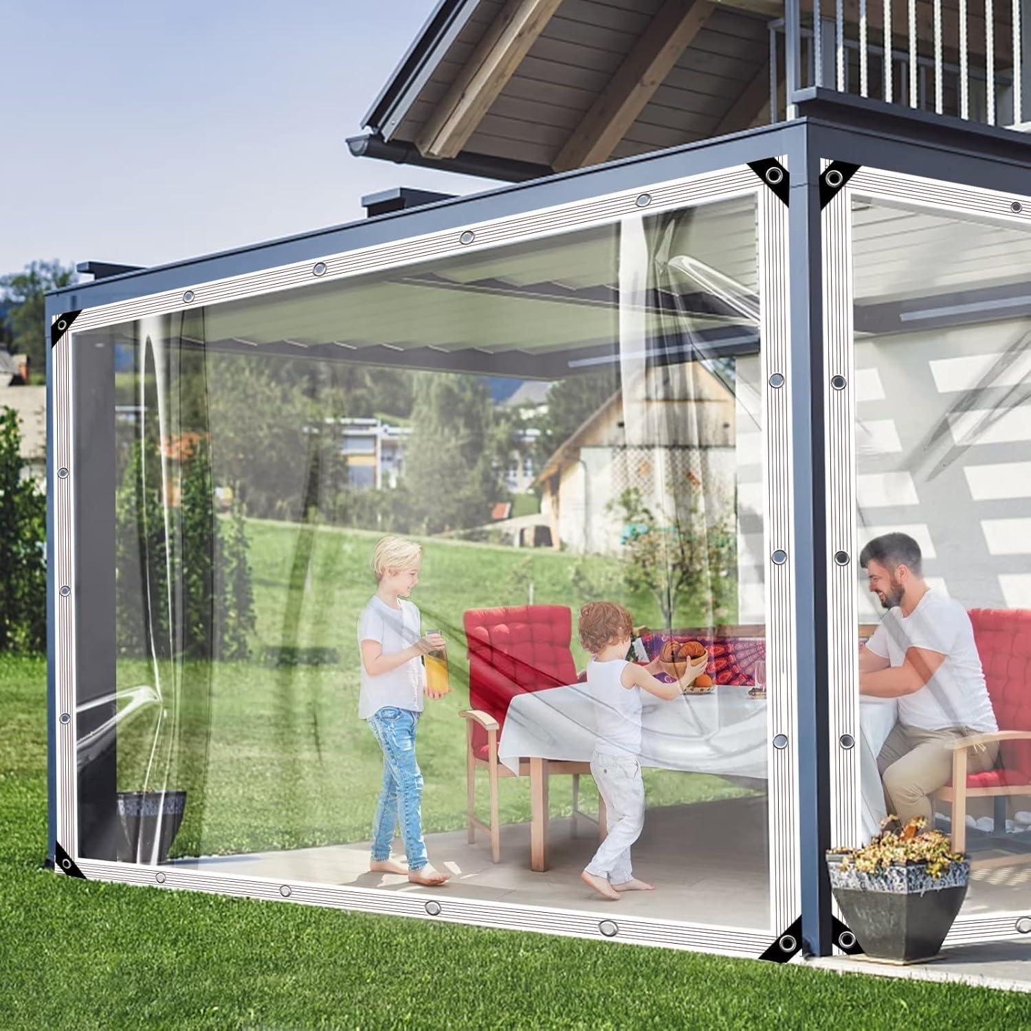 Transparente PVC Plane mit Ösen 4x5m für Garten und Pavillon
