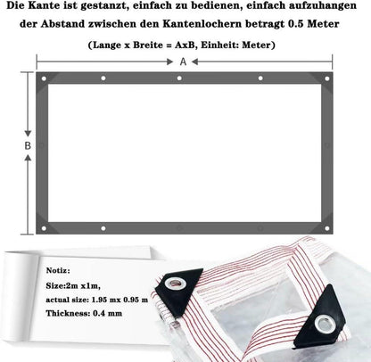 Transparente BCBIG PVC Plane wasserdicht mit Ösen 420g/m² 2x1m