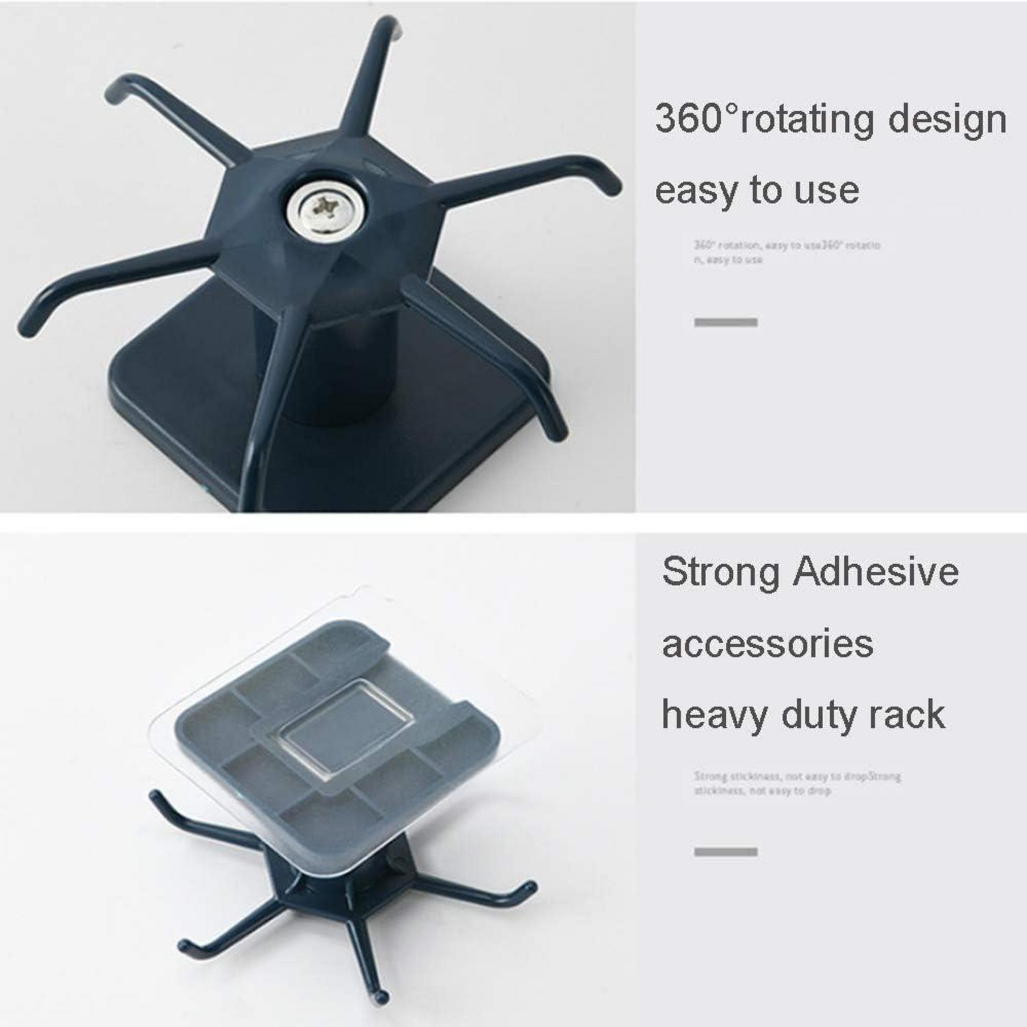 2er Set Selbstklebende 360° drehbare Hakenleiste für Küche/Bad/Garderobe