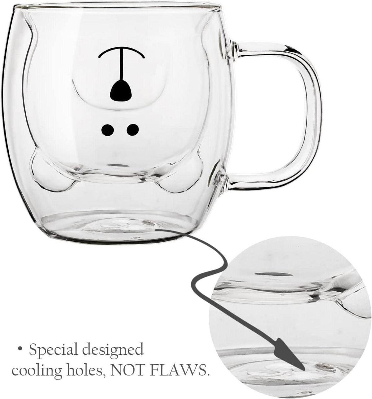 Niedliche Bären Becher 2er-Set 250ml doppelwandiges Glas Griff