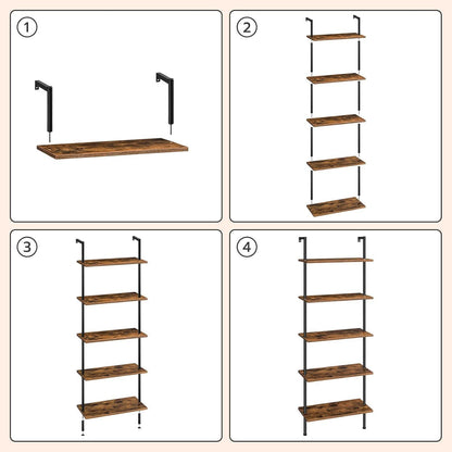 DIY 5-stöckiges Bücherregal aus Spanplatten in Dunkelbraun