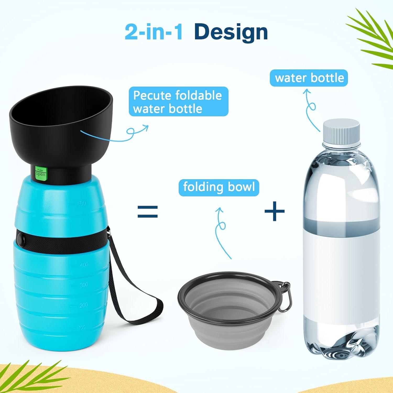 Hunde Trinkflasche Silikon Wasserschale Blau 500 ml