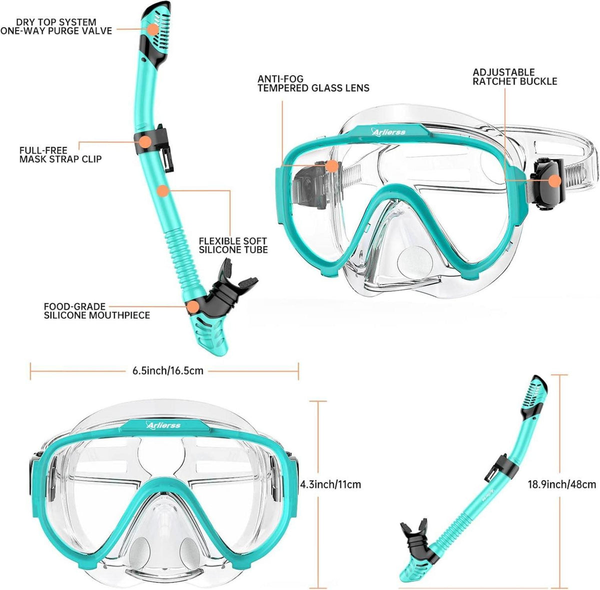 Schnorchelset Erwachsene mit Anti-Fog Taucherbrille Trockenschnorchel