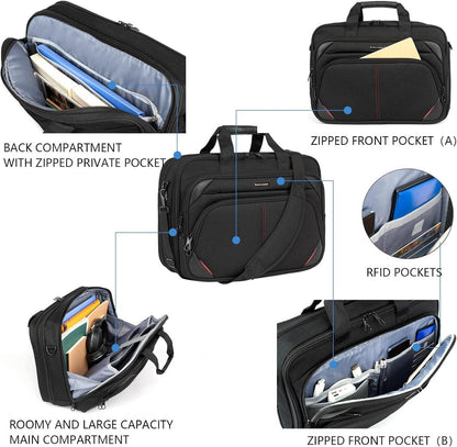 KROSER Laptoptasche 17,3 Zoll Premium wasserabweisend Schwarz/Red