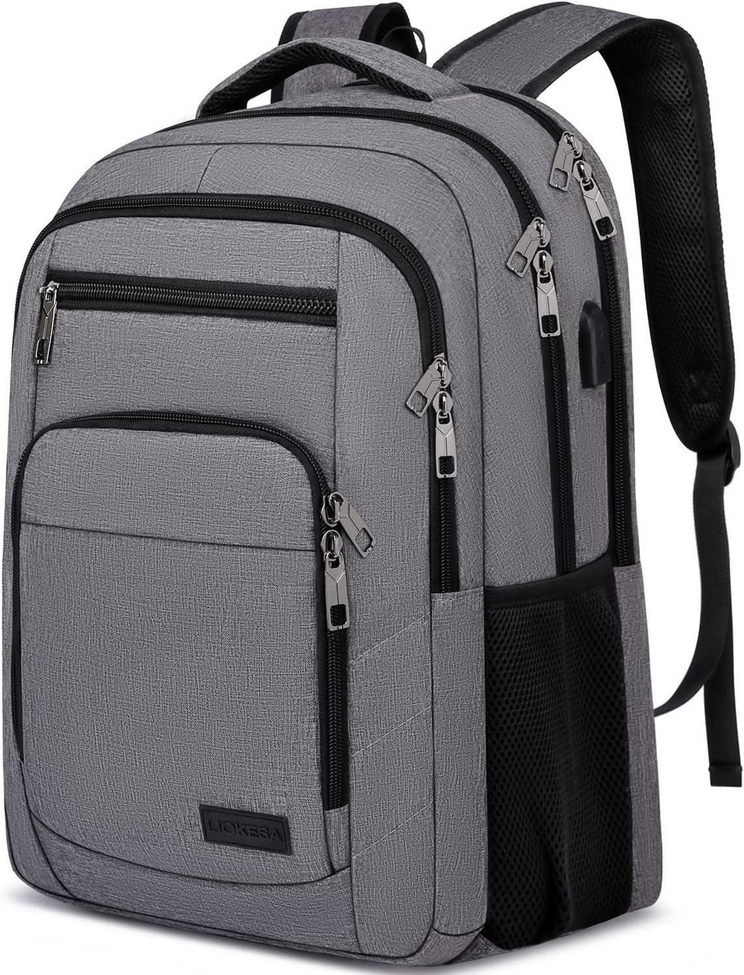Wasserdichter Rucksack USB-Ladeanschluss 15,6 Zoll Grau