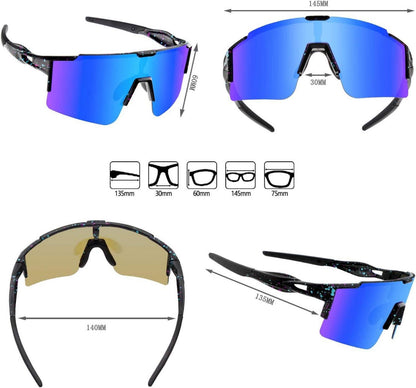 Polarisierte Fahrradsonnenbrille UV400 mit 3 Wechselgläsern