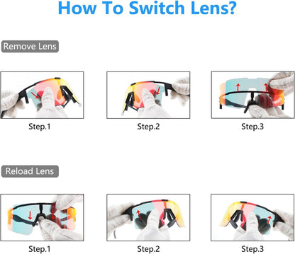 Fahrradbrille Polarisierte Sonnenbrille UV400 Sportbrille Wechselgläser