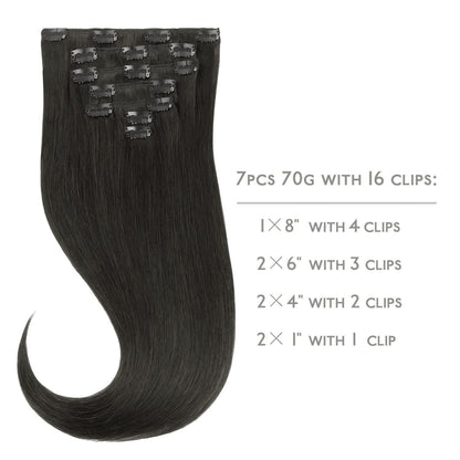 Echthaar Clip-in Extensions Schwarz 55cm - 70g