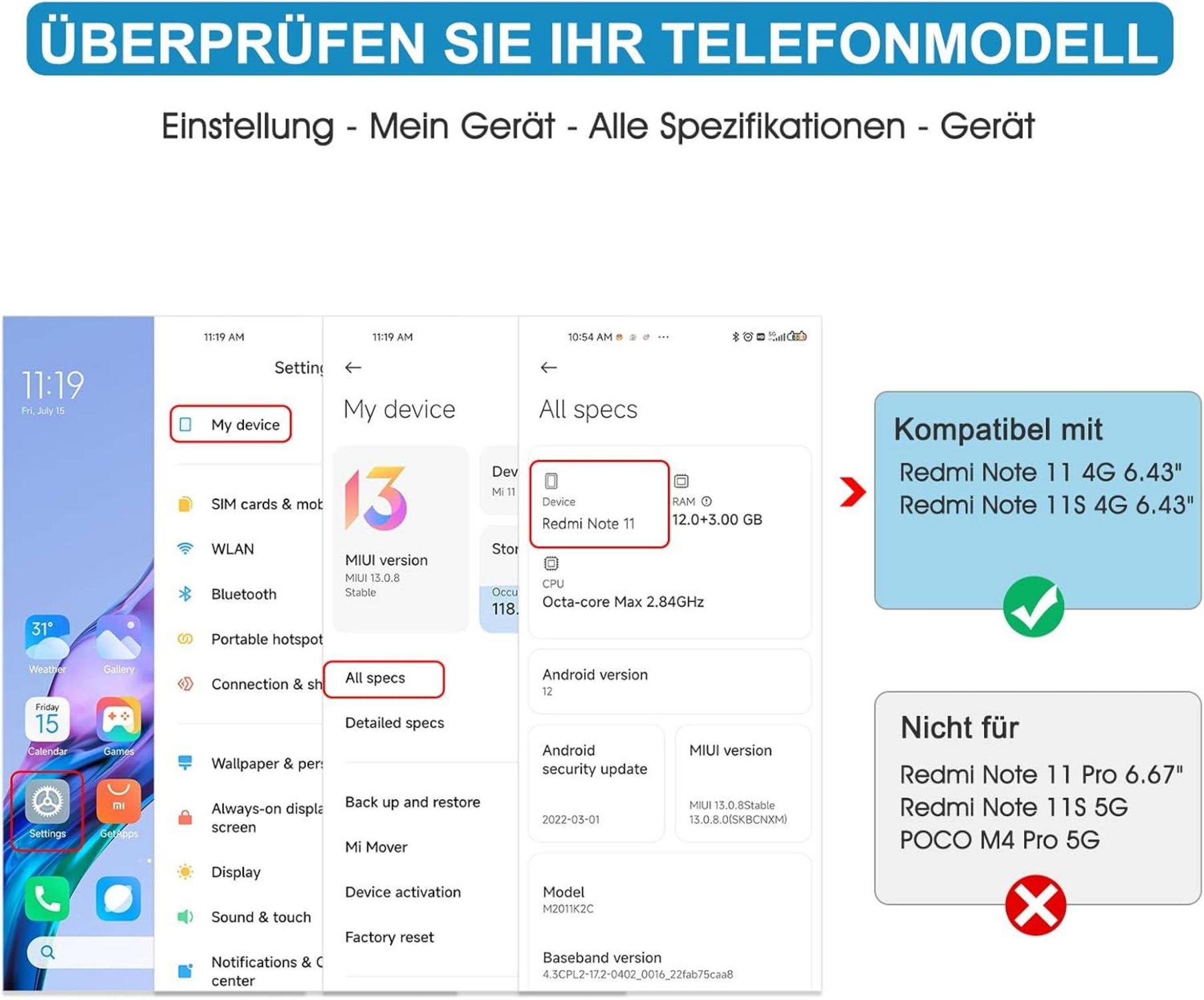 Panzer Schutz Glas Xiaomi Redmi Note 11 4G Displayschutz