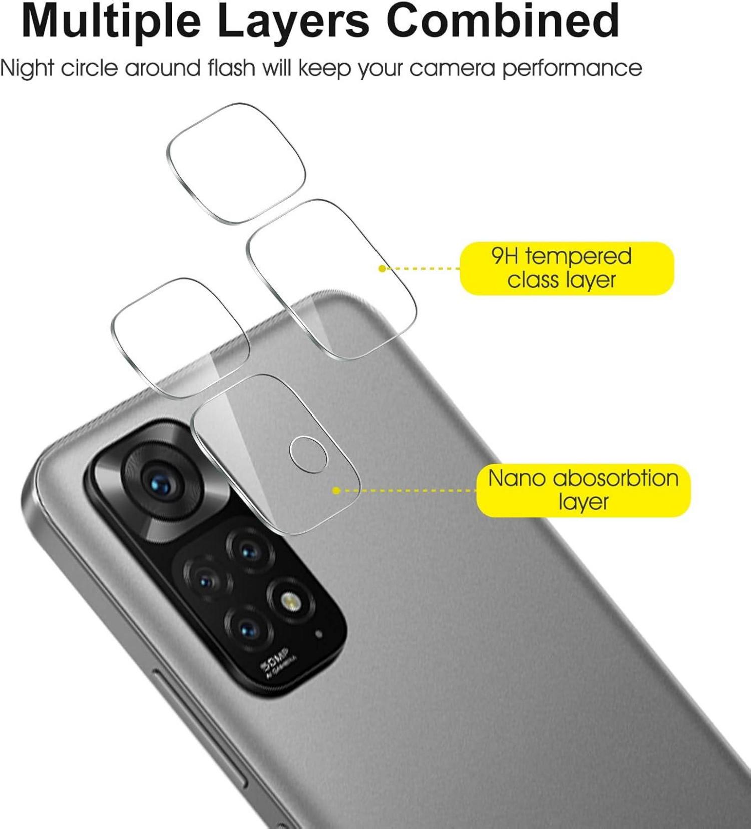 2+2 Panzer Schutz Glas Xiaomi Redmi Note 11/11S 4G, Anti-Kratzer 9H