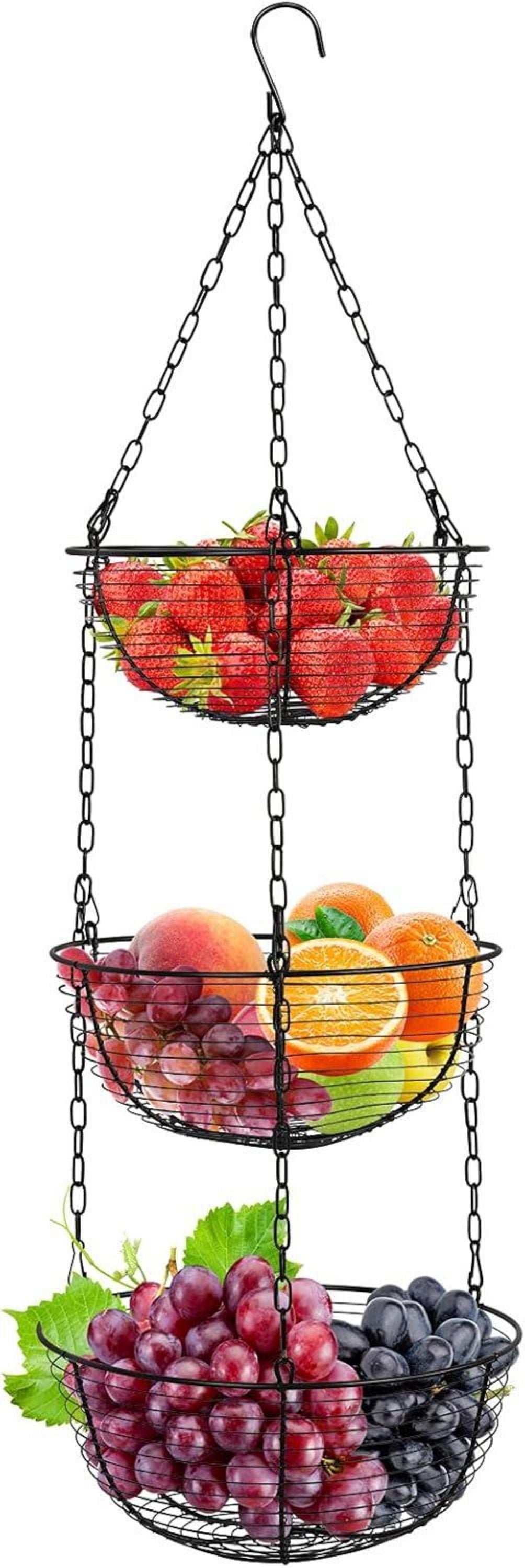 Hängender Obstkorb 3-stöckig mit verstellbaren Körben