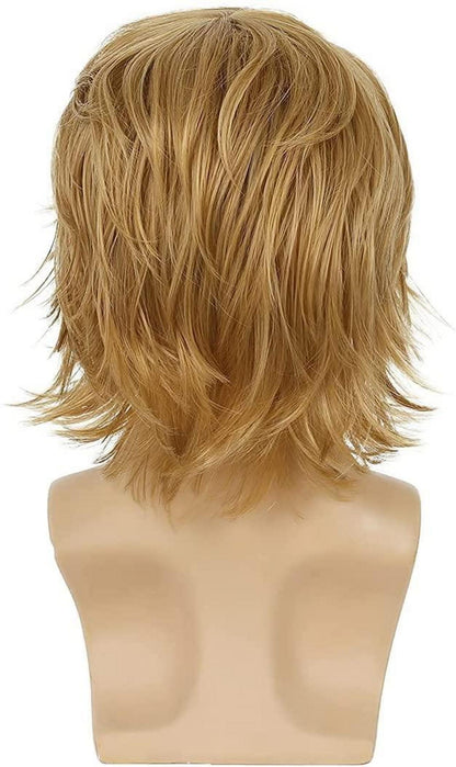 Herren Blond Kurzhaarperücke Layered Wave mit Pony Cosplay Party