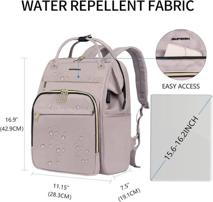 EMPSIGN Laptop Rucksack Damen 15.6 Zoll Rosa große Kapazität