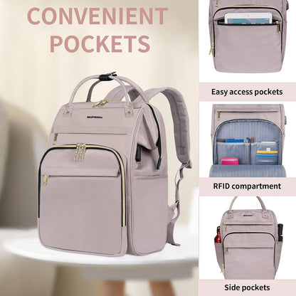 Damen Laptop Rucksack 15.6 Zoll Rosa mit großer Kapazität