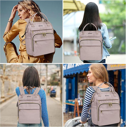 Großer Damen Laptop Rucksack 15.6 Zoll Rosa 43,7x28,3x19,1cm