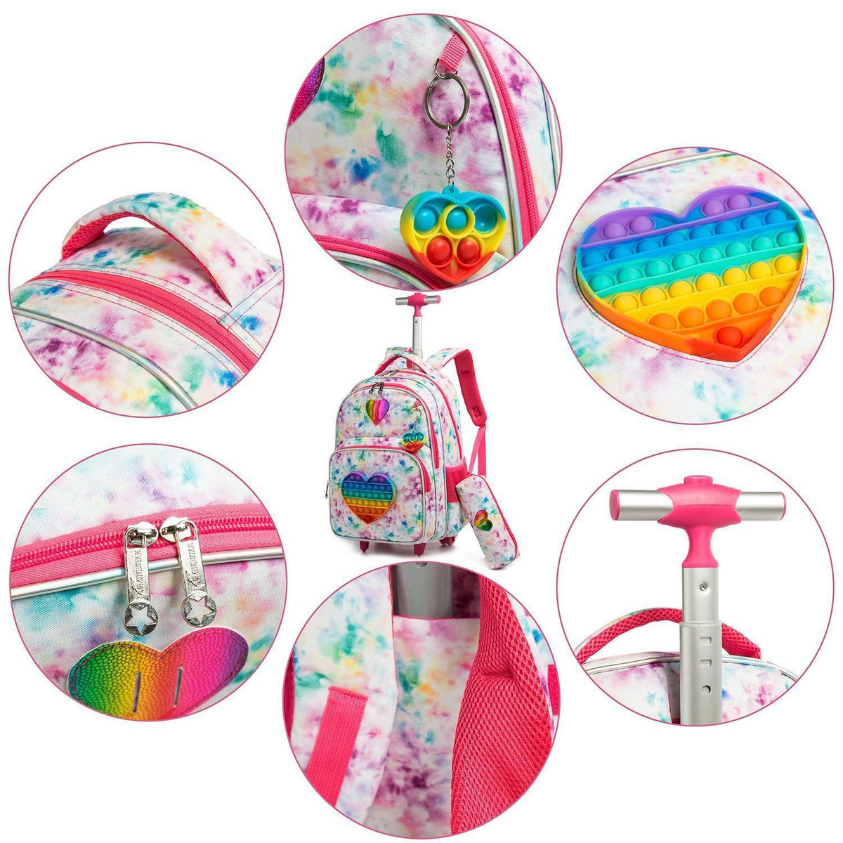 Schulranzen mit Rollen für Mädchen – 3in1 Set mit Lunch Bag