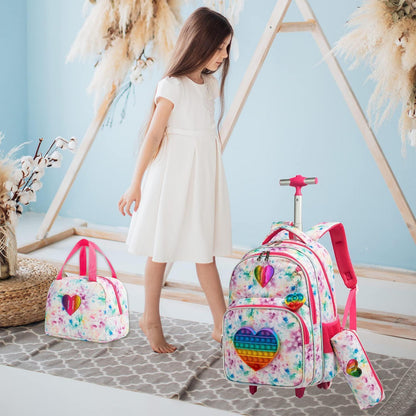 Schulranzen mit Rollen für Mädchen – 3in1 Set mit Lunch Bag