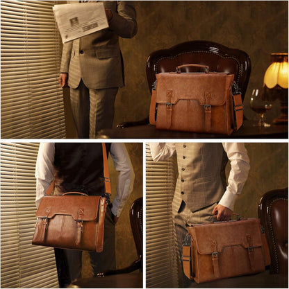 Umhängetasche Herren 15,6 Zoll Vintage Laptoptasche Braun