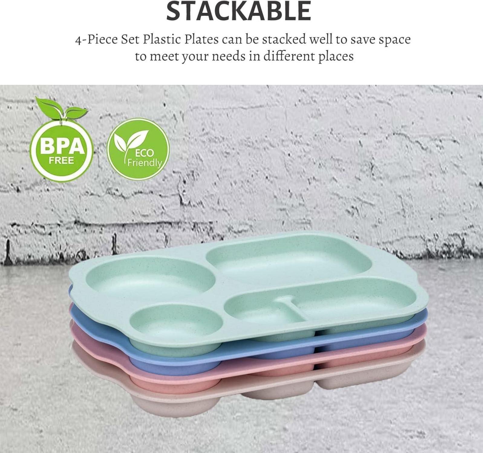 Geteilter Teller 4er Set 30cm Kinder Erwachsene PP Teller tray 5 Fächer