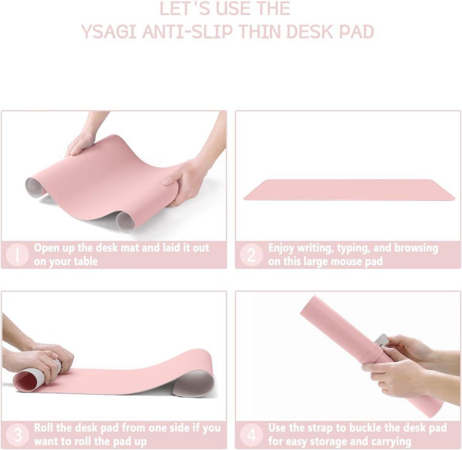 Großes Office Mousepad Schreibtischunterlage Wildleder 60x35cm, Rosa
