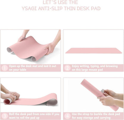Großes Office Mousepad Schreibtischunterlage Wildleder 60x35cm, Rosa