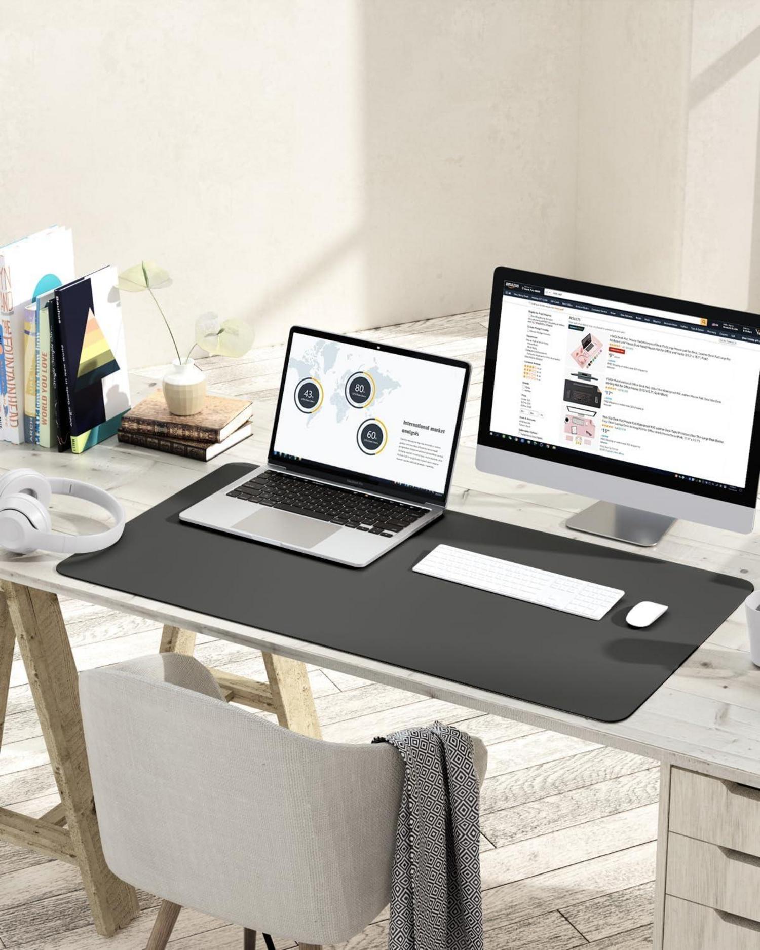 Großes Office Mousepad aus Leder, Rutschfeste
