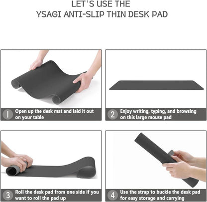 Großes Office Mousepad aus Leder und Wildleder, rutschfest, dunkelgrau