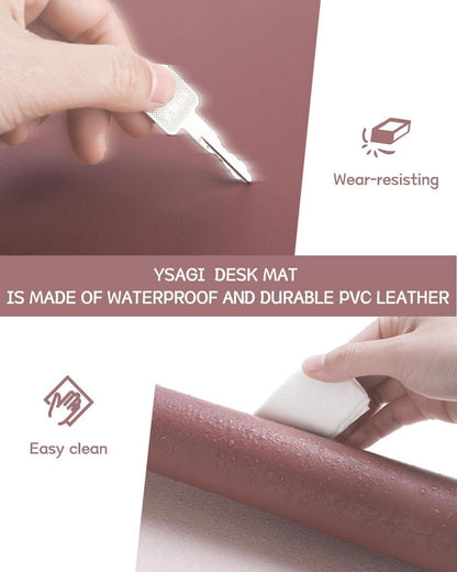 YSAGi Schreibtischunterlage Mauspad Leder Wildleder 80x40cm Dunkelpink