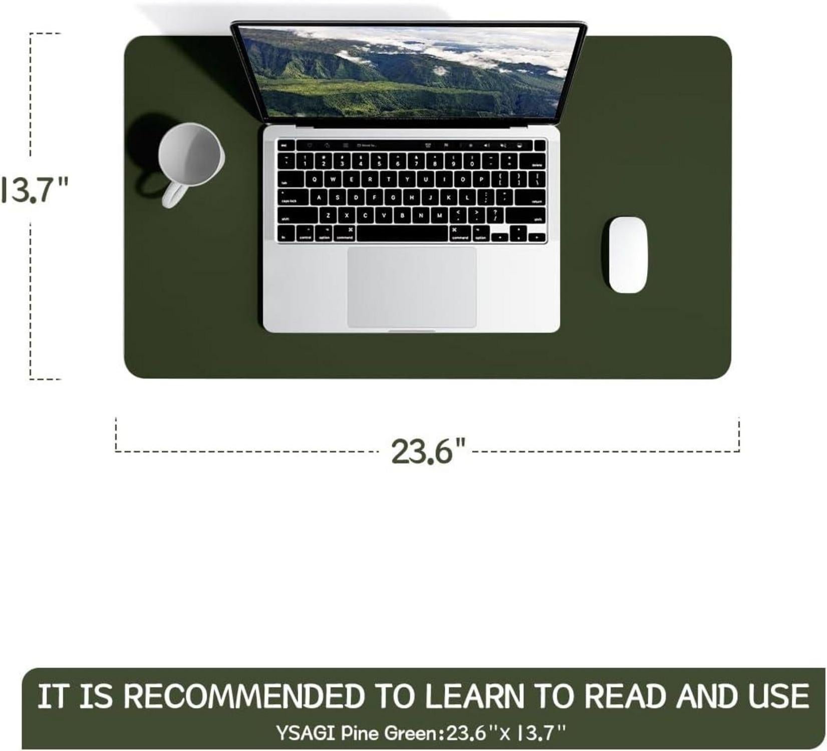 Schreibtischunterlage Mauspad Leder Wildleder Dunkelgrün 60x35cm