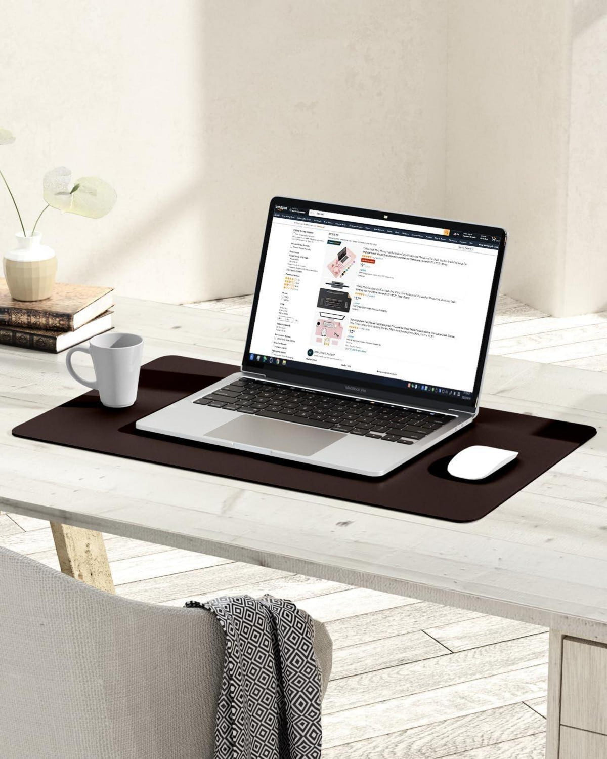 Schreibtischunterlage Leder Mauspad Büro 60x35cm dunkelbraun