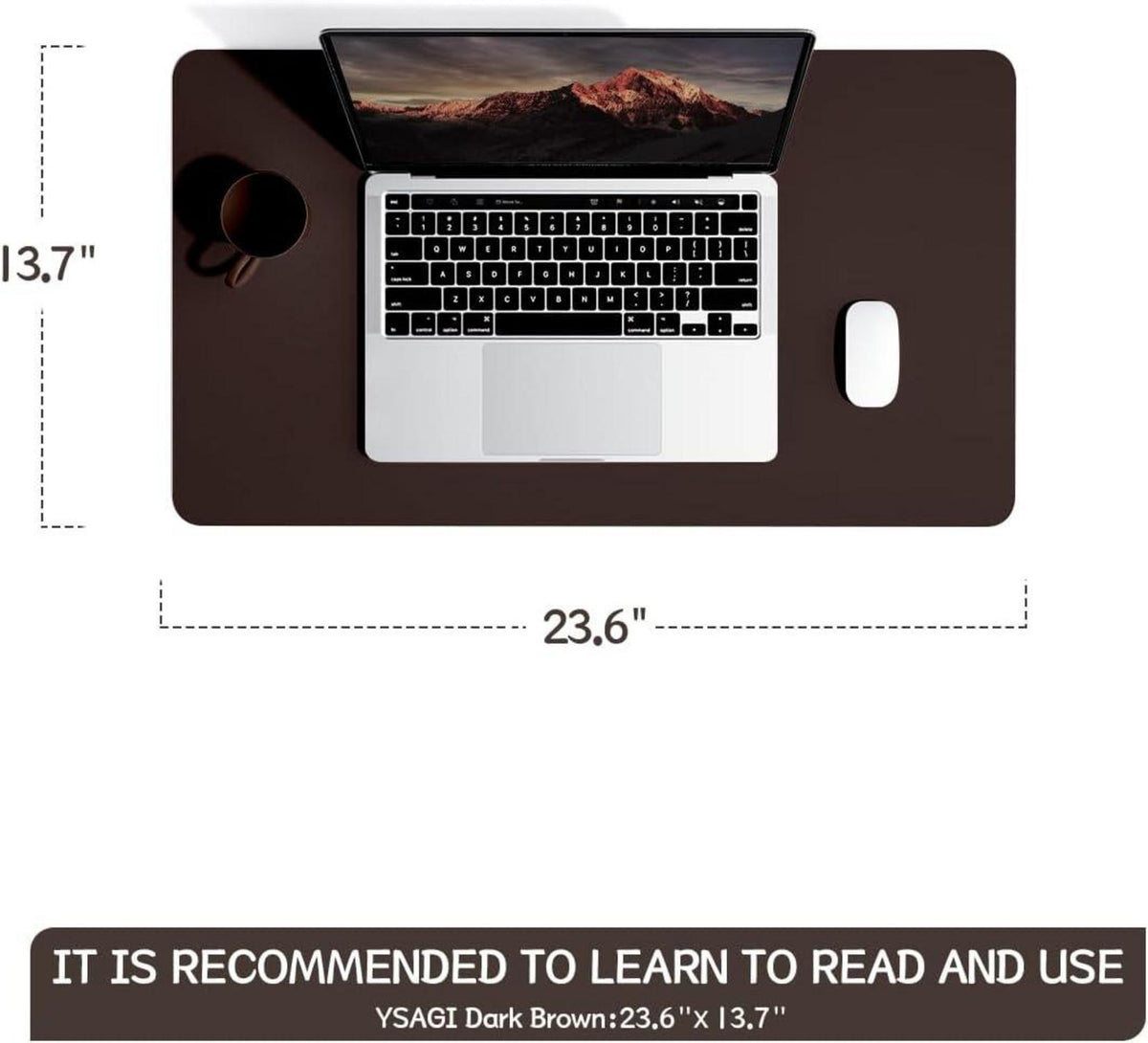 Großes Office Mousepad Schreibtischunterlage Leder (Dunkelbraun) 60x35cm