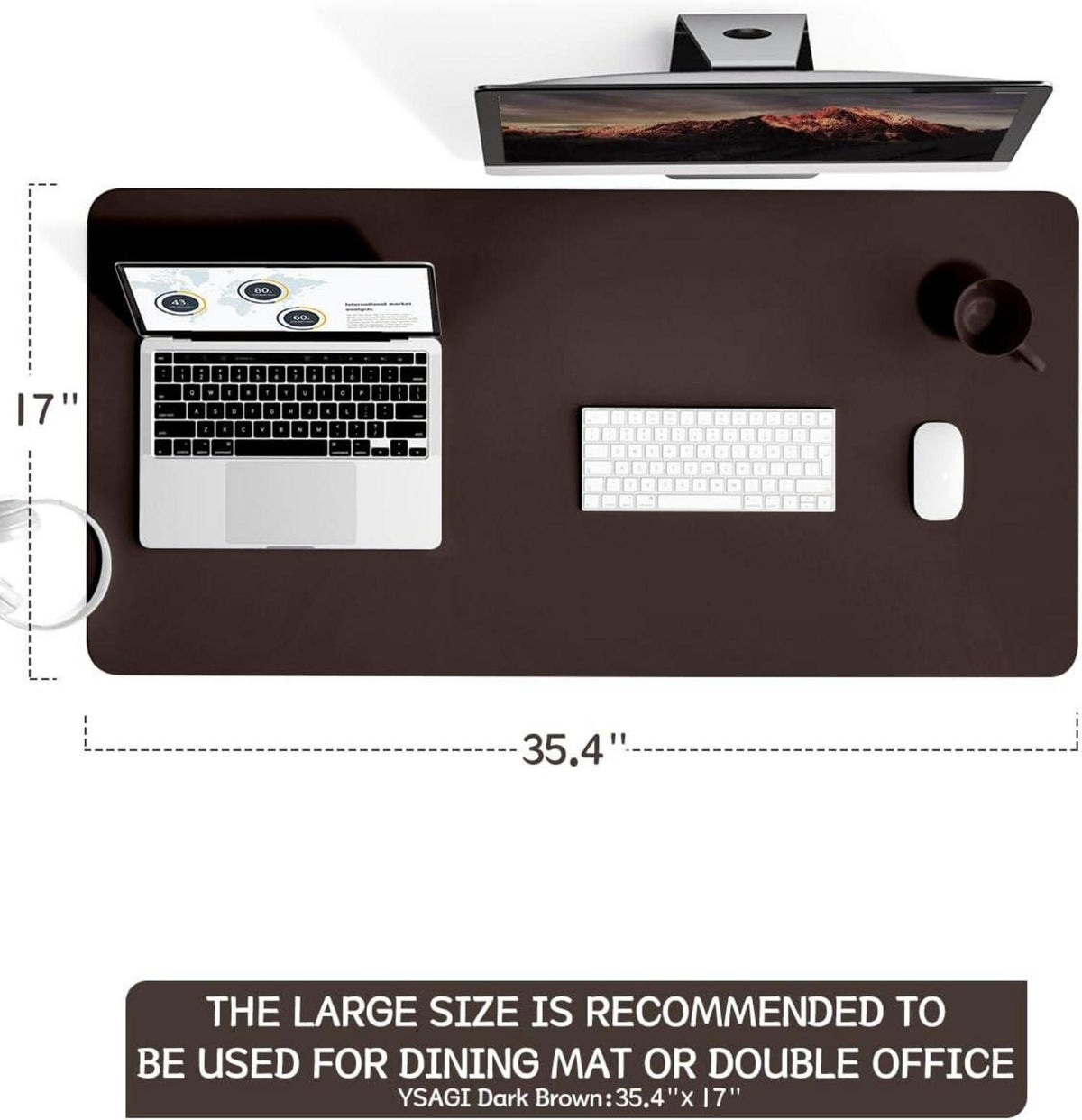 Ysagi Mauspad Schreibtischunterlage Leder Büro Tisch-Schutz 90x43cm