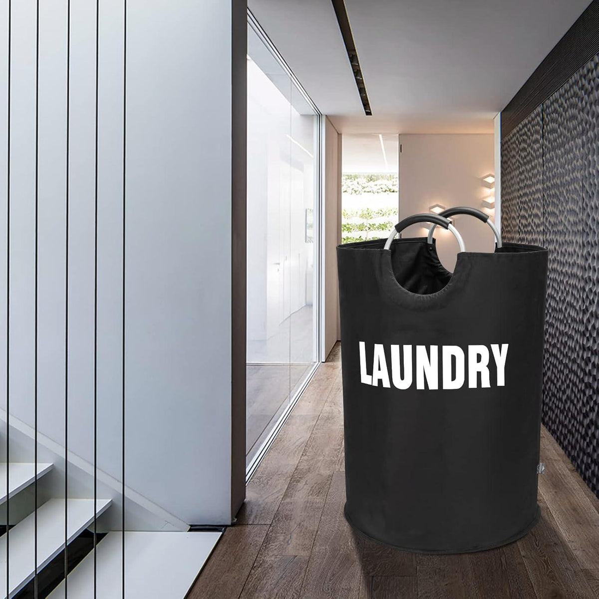 DOKEHOM 160L Großer Faltbarer Wäschekorb Schwarz XXL Stand-Up Design