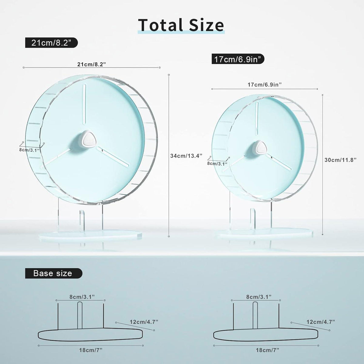 Laufrad Hamster 21cm leise Spielzeug verstellbarer Ständer Blau