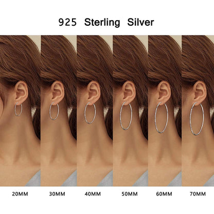 925 Sterling Silber Kreis Creolen 70mm Golden