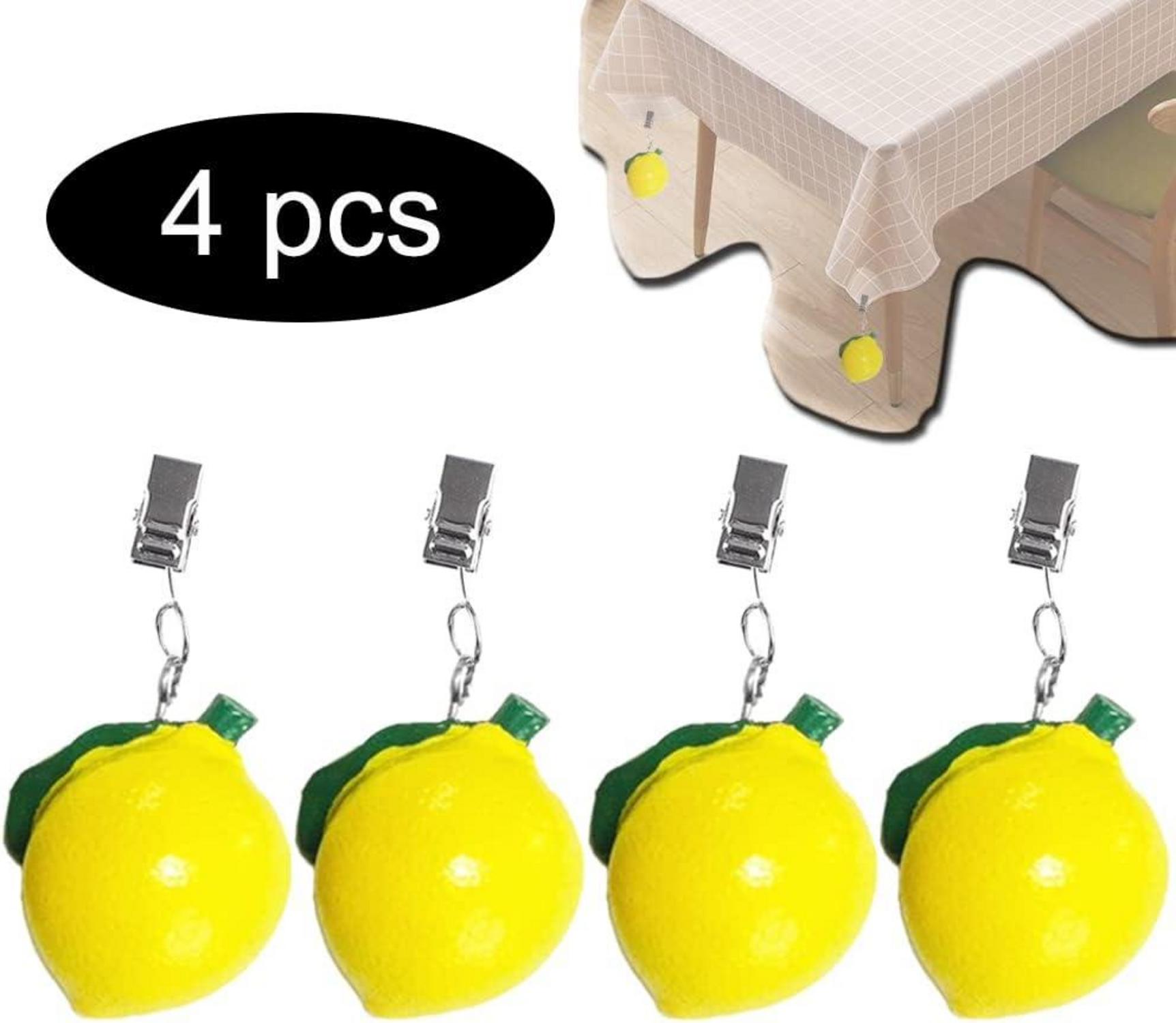 Zitronen Tischdeckenbeschwerer Set 4 Stück Polyresin Gartentisch Deko