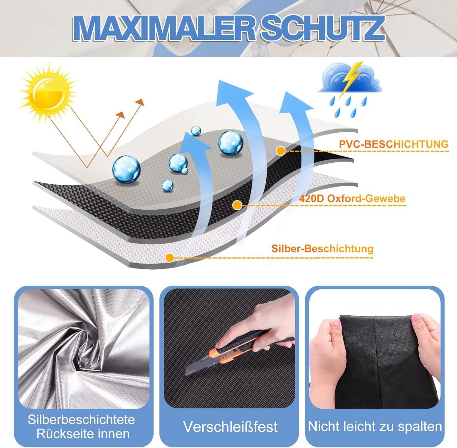 Seydrey Sonnenschirm Schutzhülle 420D für 2m-4m Ampelschirm Ø 200 cm Ø 300cm Ø 400 cm