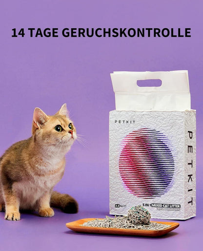 PETKIT 5-in-1 Tofu-Katzenstreu 7.2kg, Spülbar, Aktivkohle