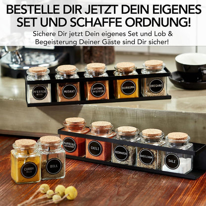 LIKAYA®️ Gewürzregal 2er Set Schwarz Metallregal für Gewürzgläser Ankerkraut 3M