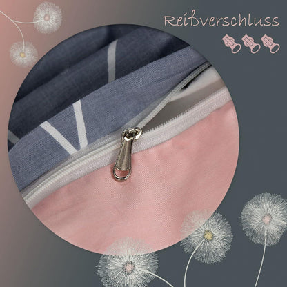 Bettwäsche Baumwolle Grau Rosa Wendebettwäsche 155x220 Sommer Winter