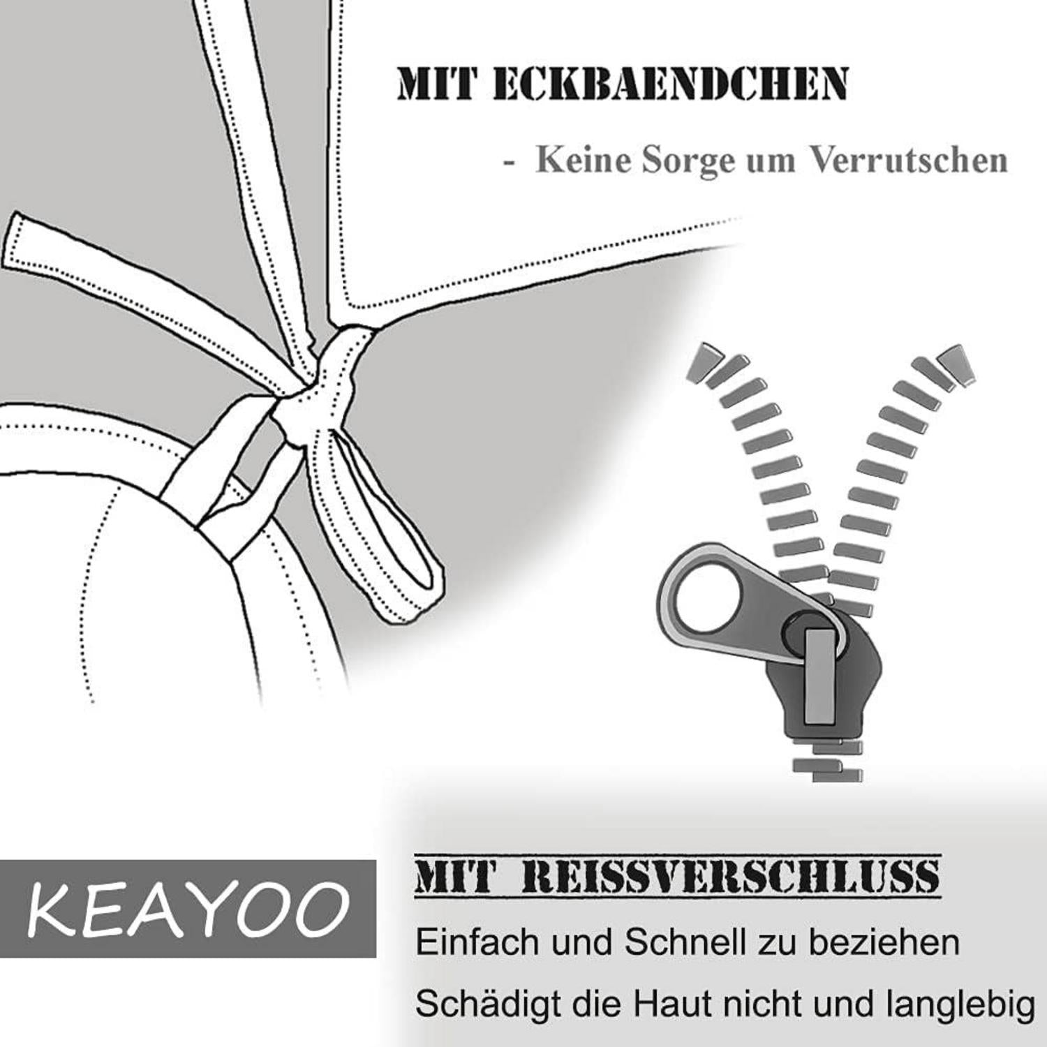 KEAYOO Bettwäsche 155x220 Baumwolle Grau Rosa Wendebettwäsche