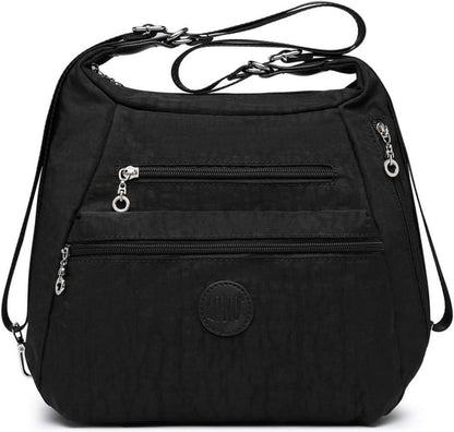 Damen Rucksack Umhängetasche Anti-Diebstahl wasserdicht Nylon Schwarz