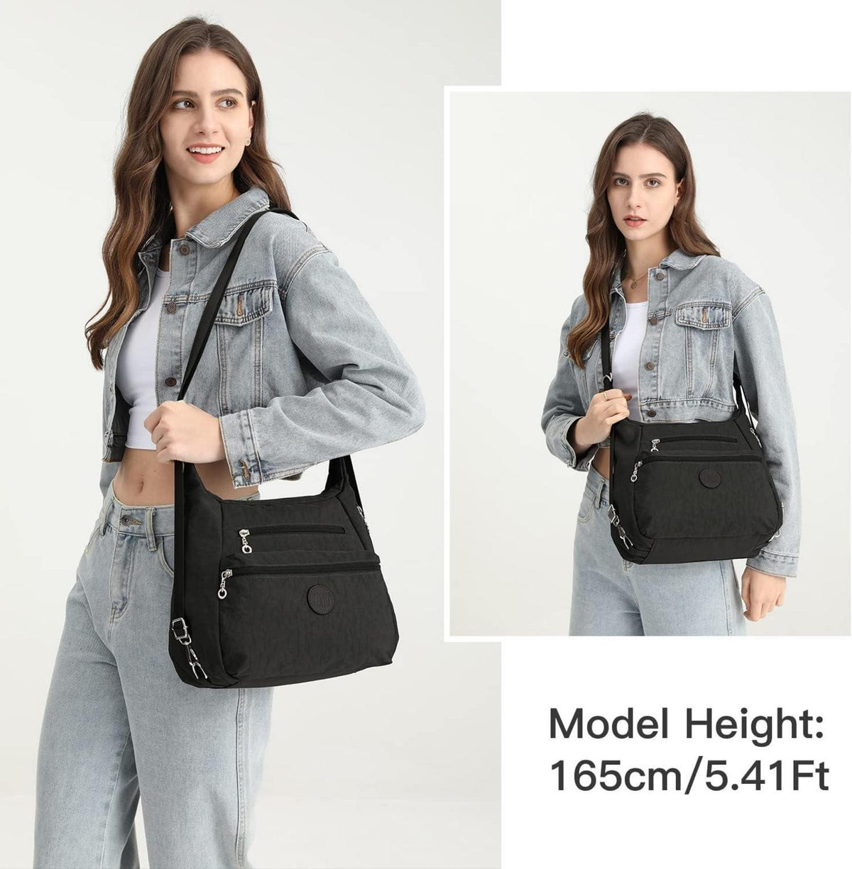 Damen Rucksack Umhängetasche Anti-Diebstahl wasserdicht Nylon Schwarz