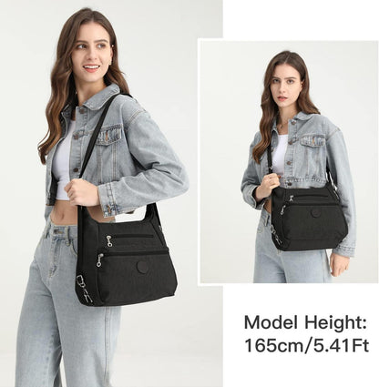Damen Rucksack Umhängetasche Anti-Diebstahl wasserdicht Nylon Schwarz