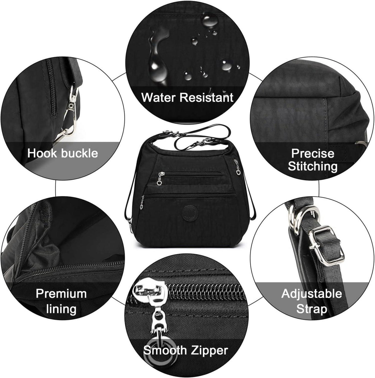 Damen Rucksack Umhängetasche Schultertasche 3 in 1 Schwarz Casual Daypack