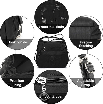 Damen Rucksack Umhängetasche Schultertasche 3 in 1 Schwarz Casual Daypack