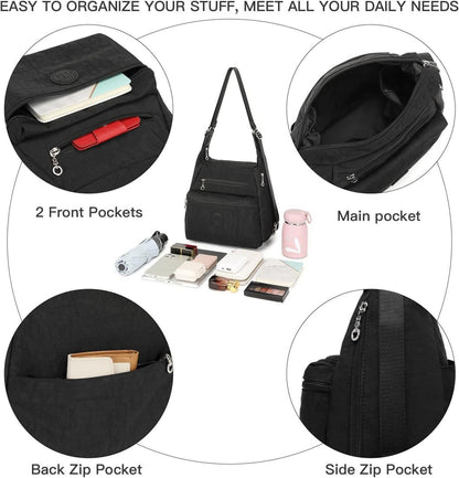 Rucksack Damen Umhängetasche Nylon Schultertasche Wasserdicht